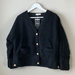 Whisper fluffy jacket with gold buttons